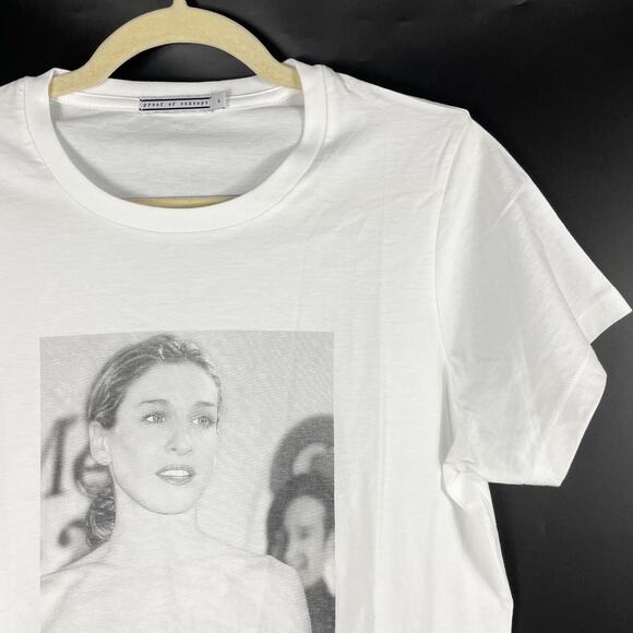 Proof of Concept T-Shirt Carrie Bradshaw Graphic White Cotton Short Sleeve Sz L - Picture 2 of 7